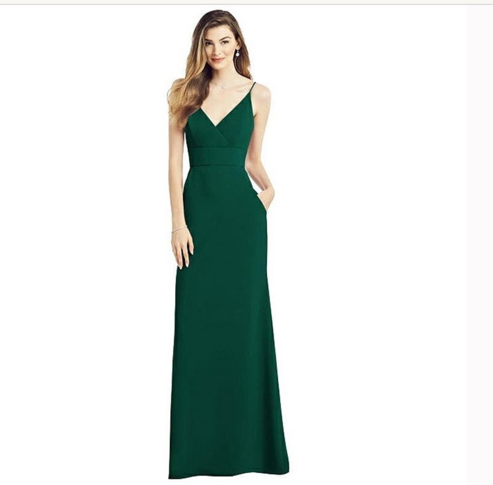 After Six V Neck Spagetti Strap Maxi Dress Size 2 NWT Green